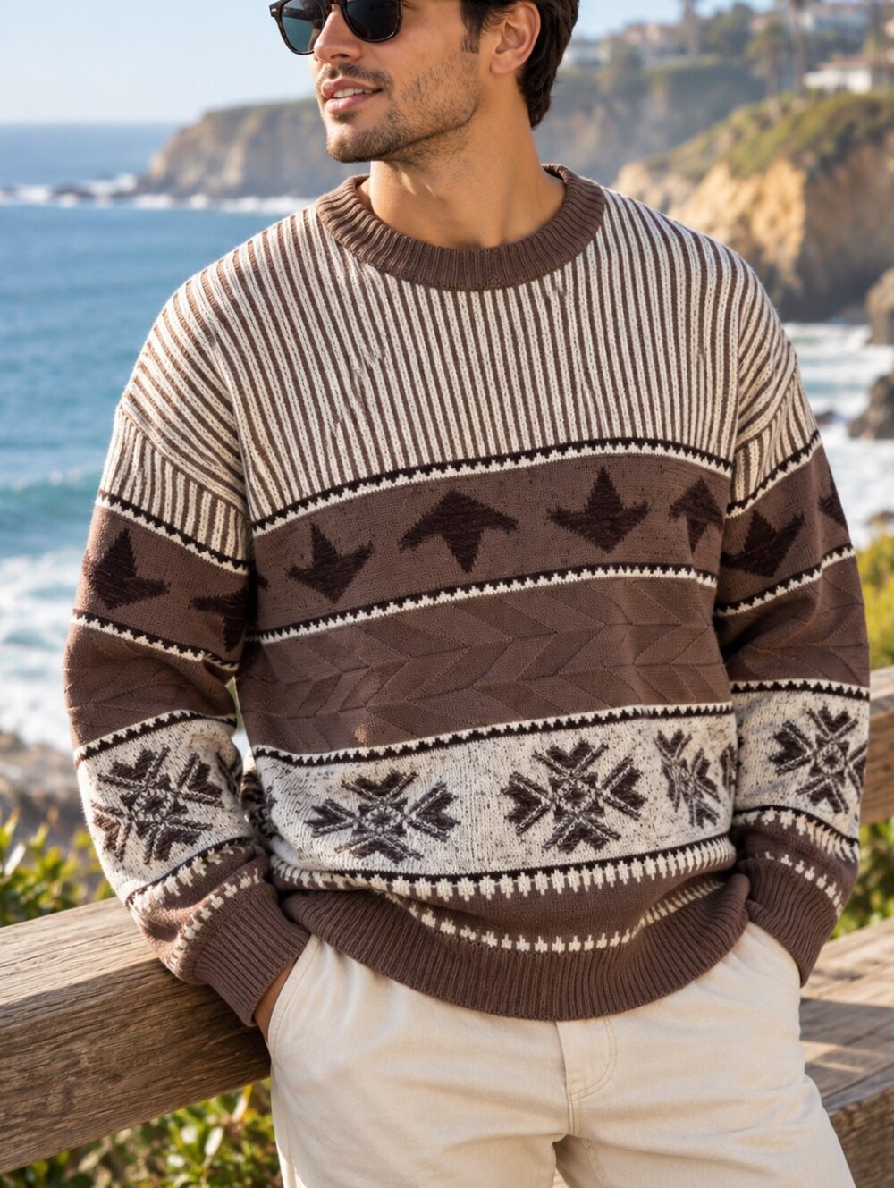 Vintage MEXX 100% Cotton Geometric Sweater Men’s XL